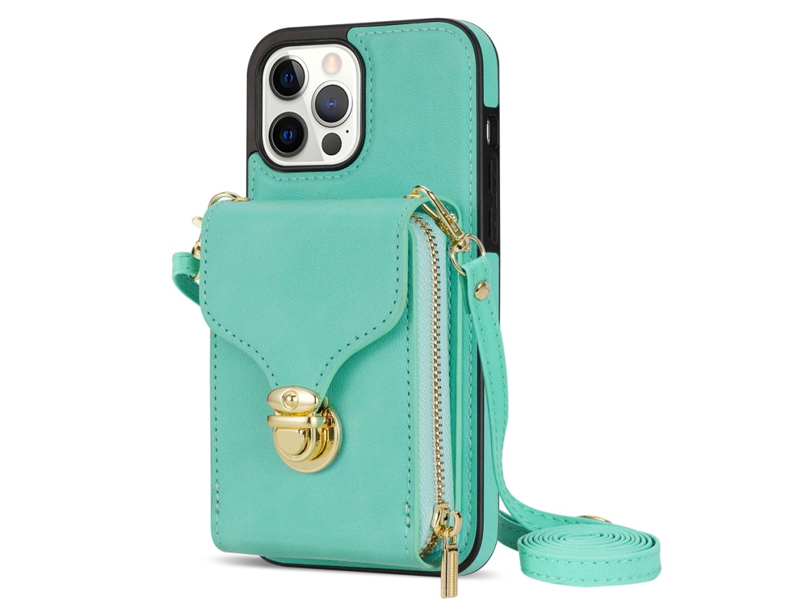 Suporte Casa Inch Menta Para Iphone 13 Pro Max Pele Sintética Com Porta-cartões Bege
