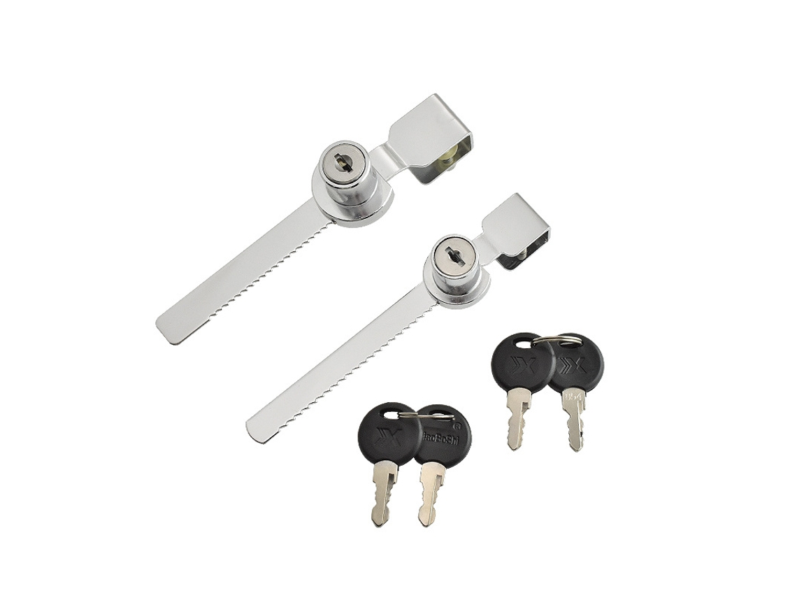 Conjunto De 2 Fechos Catraca Para Porta Vidro Deslizante Com Acabamento Cromado E Chave