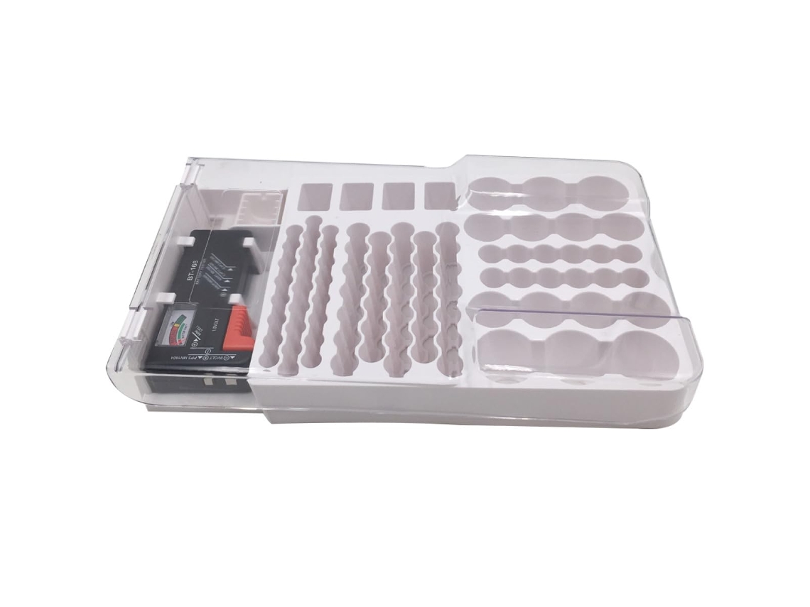 Estojo Para Armazenamento De Baterias Para Testador De Voltagem E Capacidade Em Abs Branco