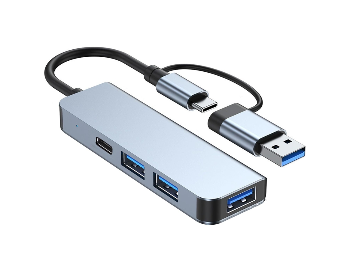 Hub Usb-c De Alumínio Com 4 Portas Usb E Usb-c Para Dados