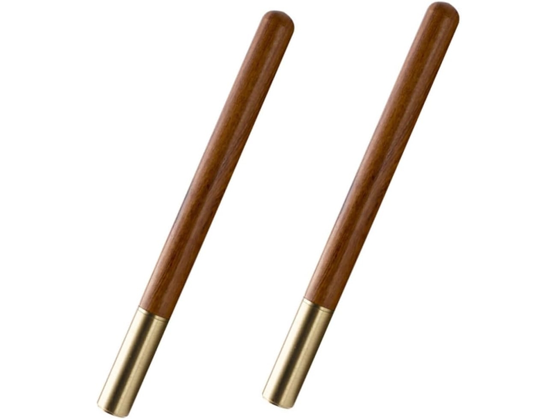 Caneta De Escrita Fina, Conjunto 2 Peças, Madeira, Latão, Marrom, Para