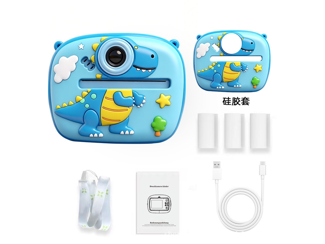 Imprimível Dinossauro Azul com Capa de Silicone Inclui 1 Rolo de Papel Preto e Branco Não É Necessário Cartão. YUNZII