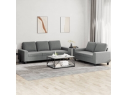 Vidaxl 2 Pcs Conjunto De Sofás Tecido Cinzento-escuro