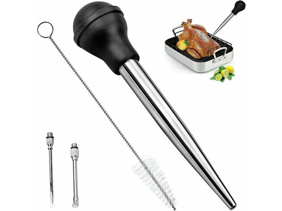 Jarra de Salsa Nova Line em aço inox 304 com agulha e escova para cozinha