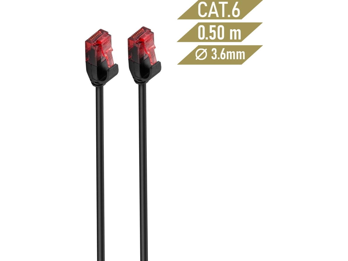 Cabo de Rede EWENT Cat.6 U/UTP Slim 0.5 M (Preto)