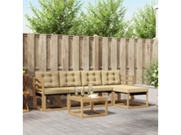 Vidaxl Conjunto De Sofás Para Exterior 6 Unid. Branco E Bege