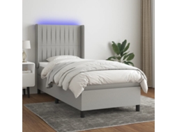 Cama Box Spring C/ Colchão E Led 80x200 Cm Tecido Cinza-claro