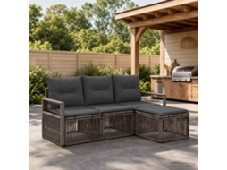 Vidaxl Conjunto De Sofá De Jardim 4 Unid. Cinzento Vime Pe