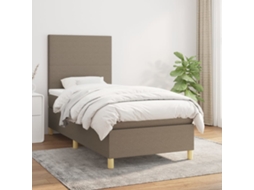 Cama Com Molas/colchão 90x200 Cm Tecido Castanho-acinzentado