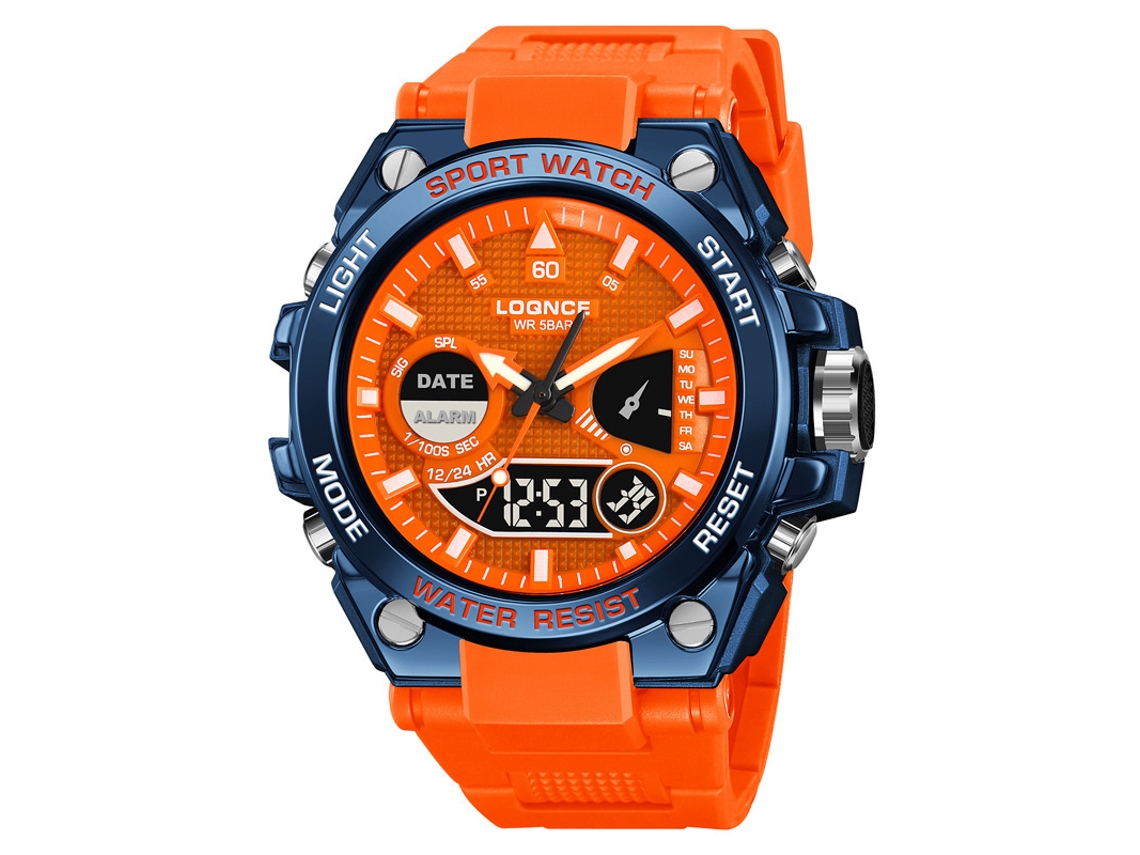 Relógio Esportivo Elegante, Cronógrafo Esportivo Multifuncional Luminoso e Resistente À Água MDUG (laranja)
