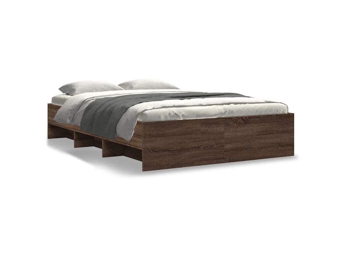 Bed Frame, Bed Frames Vidaxl Marrom Madeira Processada (140 X 190 Cm)
