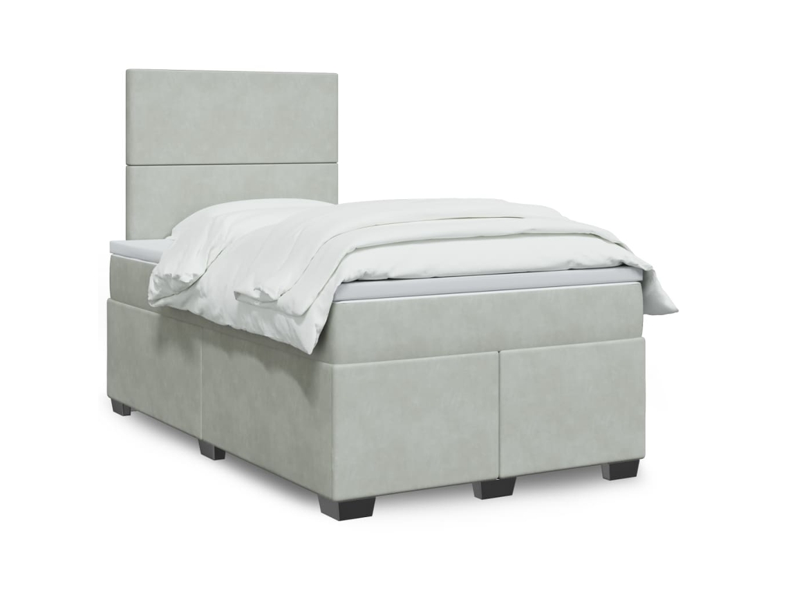 Vidaxl Cama Boxspring com Colchão 120x190 Cm Veludo Cinzento claro