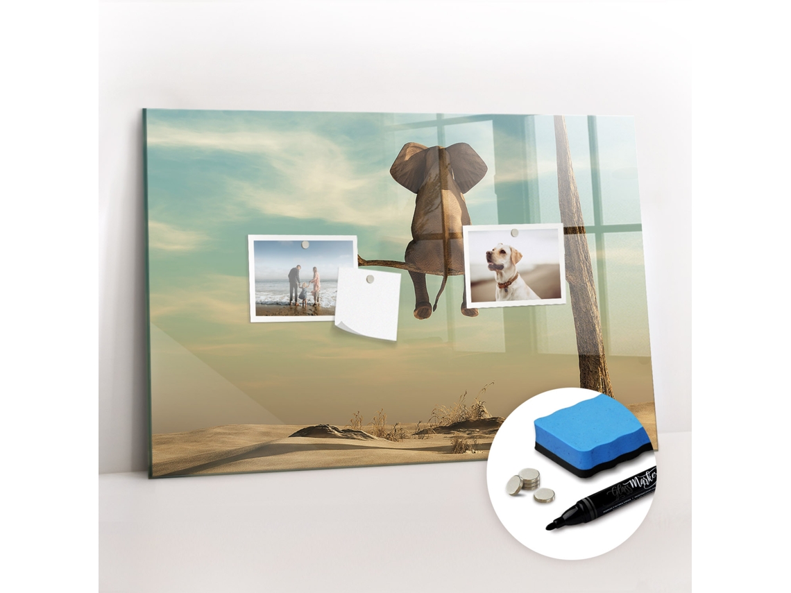 Quadro De Vidro Magnético Elefante Na Árvore Para O Corredor Espelharte (60x40 Cm)