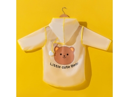 Macacão de Chuva Infantil EVA com Capuz e Aba Transparente Urso Amarelo M