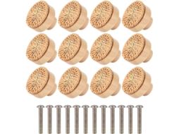 Conjunto De 12 Puxadores Madeira Para Móveis, Puxadores Decorativos Para Gavetas, Puxadores De Fácil Instalação