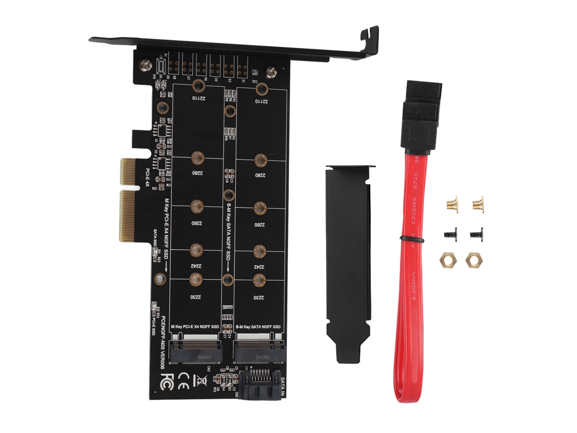 Adaptador De Cartão Pci‑e 4x Para Ssd Nvme M.2 Ngff B Key M Key Dupla Interface Cor Conforme Imagem Luz Dourada