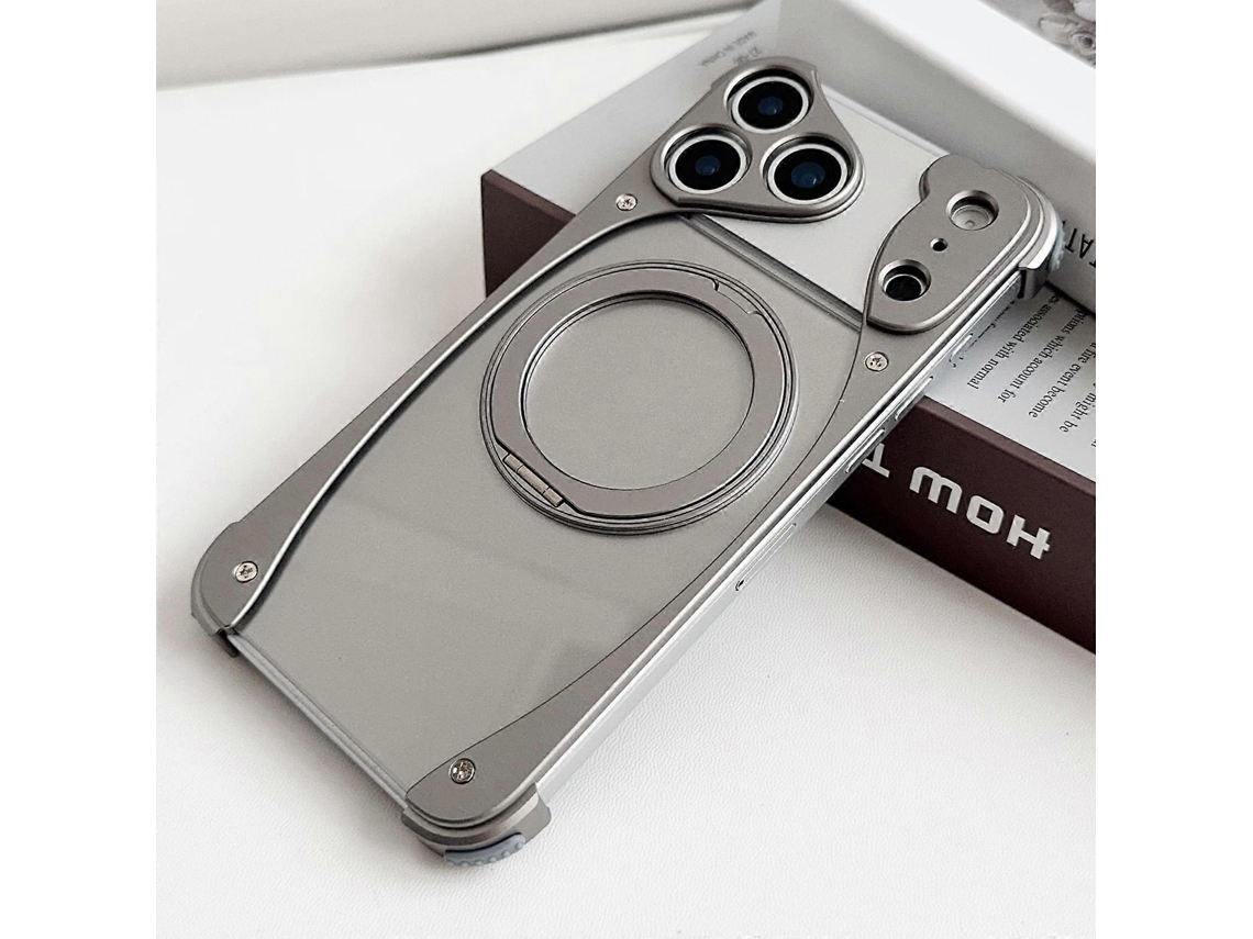 Capa Magnética Weasel Compatível Para Iphone 17 Pro, Com Suporte Giratório 360° E Sem Moldura Em Metal Colorido.