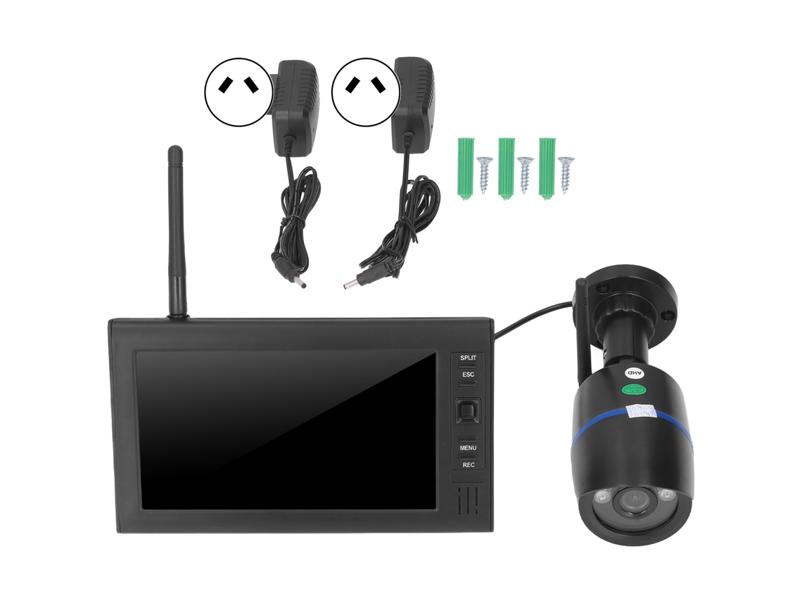 Câmera de vigilância infravermelha sem fio HD 720P de 7 polegadas com DVR de 4 canais para residências, 100-240 V