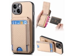 Suporte Casa Textura Fibra Para Iphone 14 Com Porta-cartões Laranja