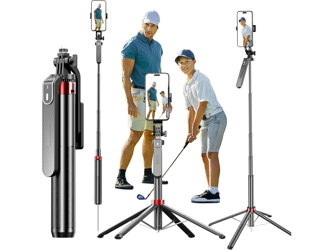 Bastão De Selfie Monopé E Tripé - Suporte De Tripé Extensível Para Celular Com Controle Remoto Sem Fio E Suporte Para Telefone (preto)