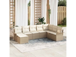 Vidaxl Conjunto De Sofá De Jardim 8 Unid. Bege Vime Pe