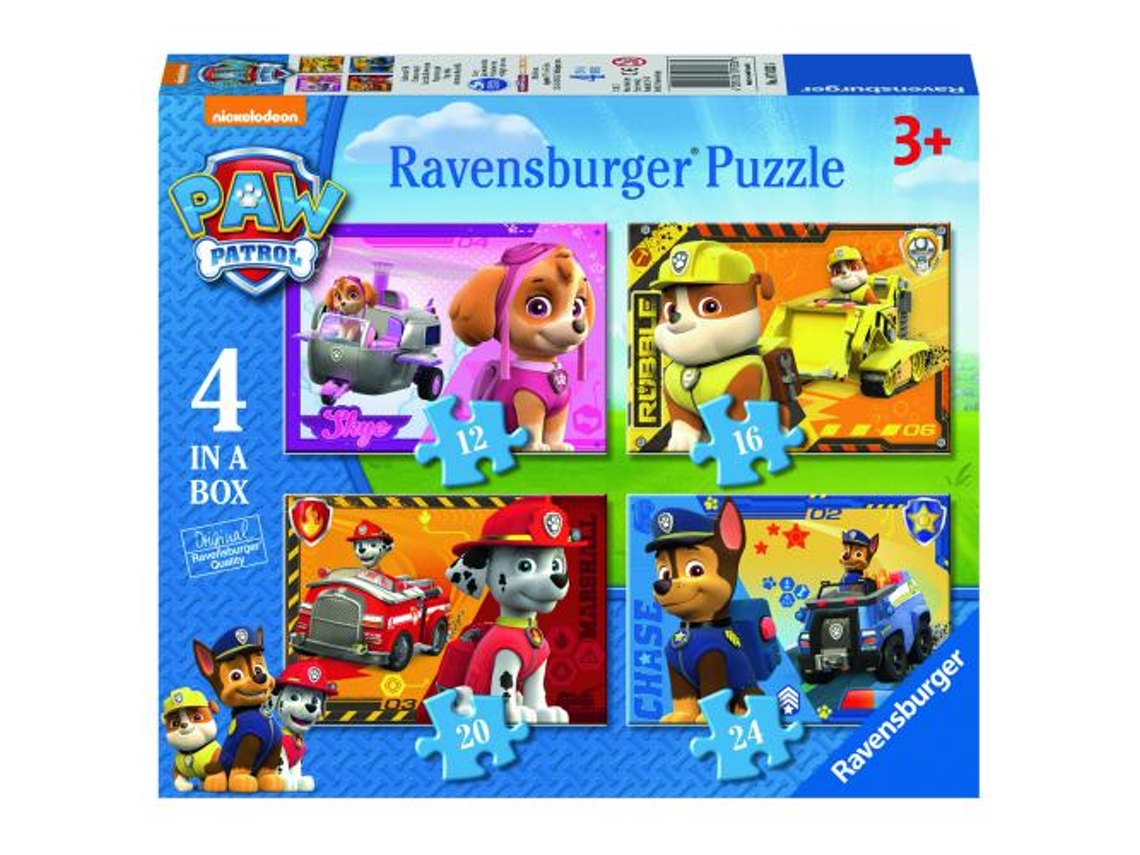 Conjunto de Puzzles 4 em 1 RAVENSBURGUER Patrulha Pata (24 Peças)