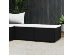 Vidaxl Apoios De Pés Para Jardim Com Almofadões 2 Pcs Vime Pe Preto