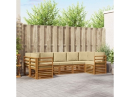 Vidaxl Conjunto De Sofás Para Exterior 7 Unid. Natural E Bege