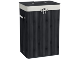 Cesto De Roupas Dobrável Com Tampa Em Tecido,72l Preto,40x30x60 Cm,ideal Para Armazenamento De Roupa E Organização