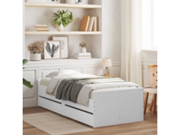 Vidaxl Estrutura Da Cama Com Gaveta Branco Madeira De Pinheiro Sólida