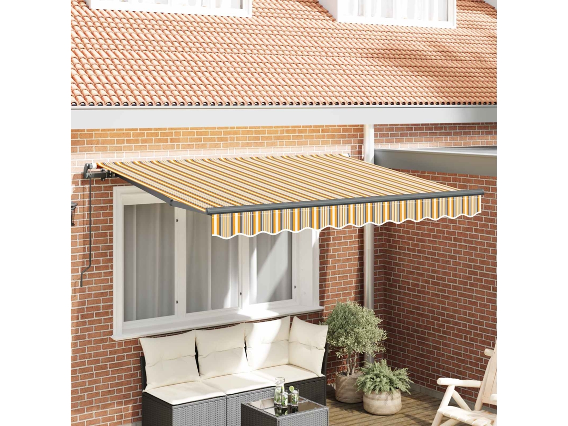 Vidaxl Toldo Retrátil Amarelo E Cinza 250 X 200 Cm Tecido
