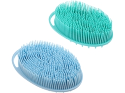 Conjunto Baluue Com 2 Escovas Corporais De Silicone Dupla Face Para Banho, Esfoliação E Massagem, Fáceis De Guardar