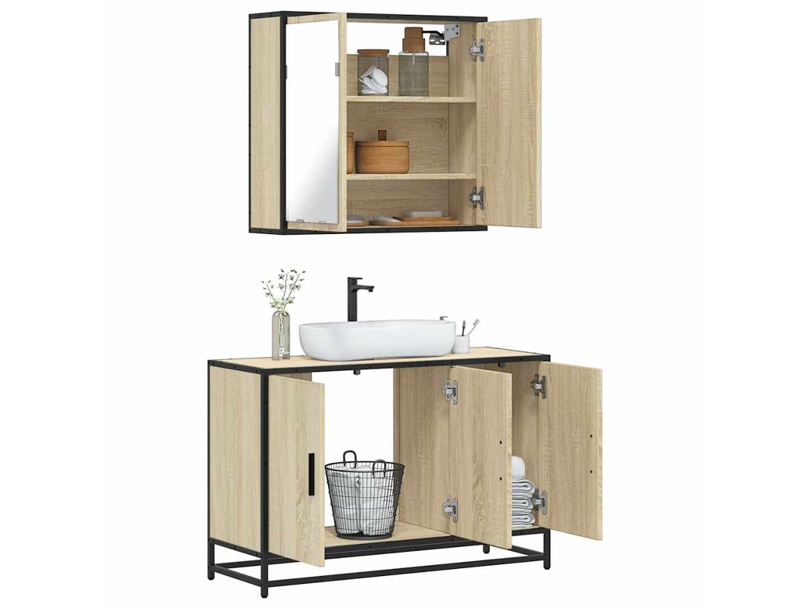 Vidaxl 2 Pcs Conj. Móveis Casa Banho Derivados Madeira Carvalho Sonoma