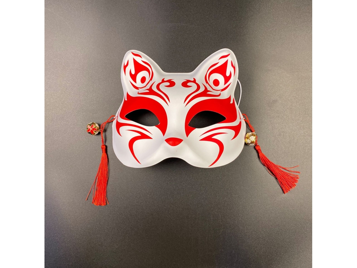 Máscara Japonesa Meio Rosto Pintada À Mão Gato Raposa Máscara Anime Demon Slayer Baile De Máscaras Festival De Halloween Cosplay Adereços