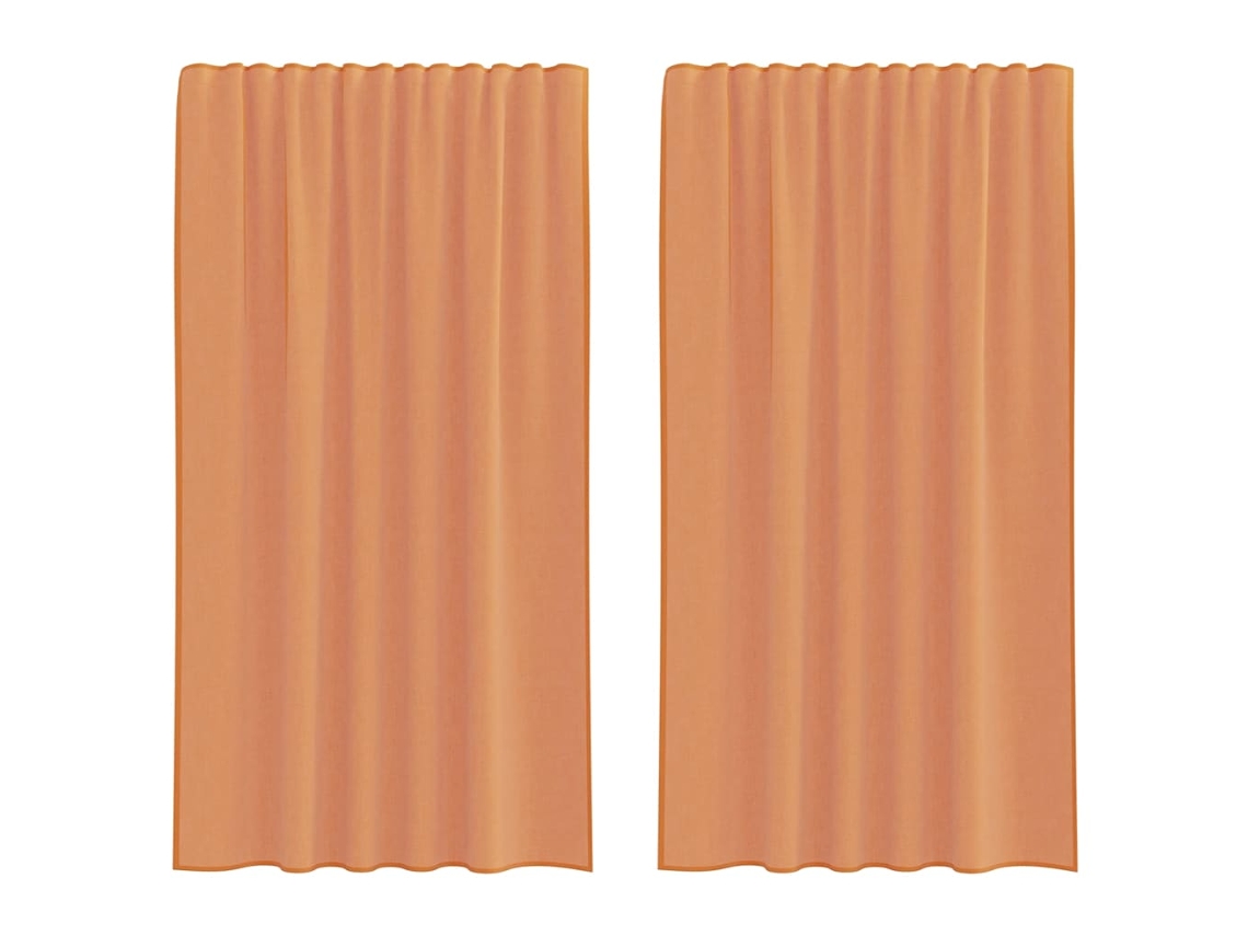 Cortinas de Voile com Bolsos para Varão 2 Pcs Terracota MAISON EXCLUSIVE