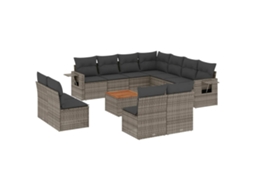 Conjunto de 12 Sofás Jardim com Almofadões Vime Pe Cinzento MAISON EXCLUSIVE