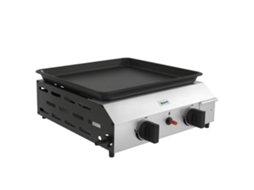 Placa de gás de aço inox com 2 queimadores 4,8 kw superfície antiaderente 40x34 cm transportável S/MARCA