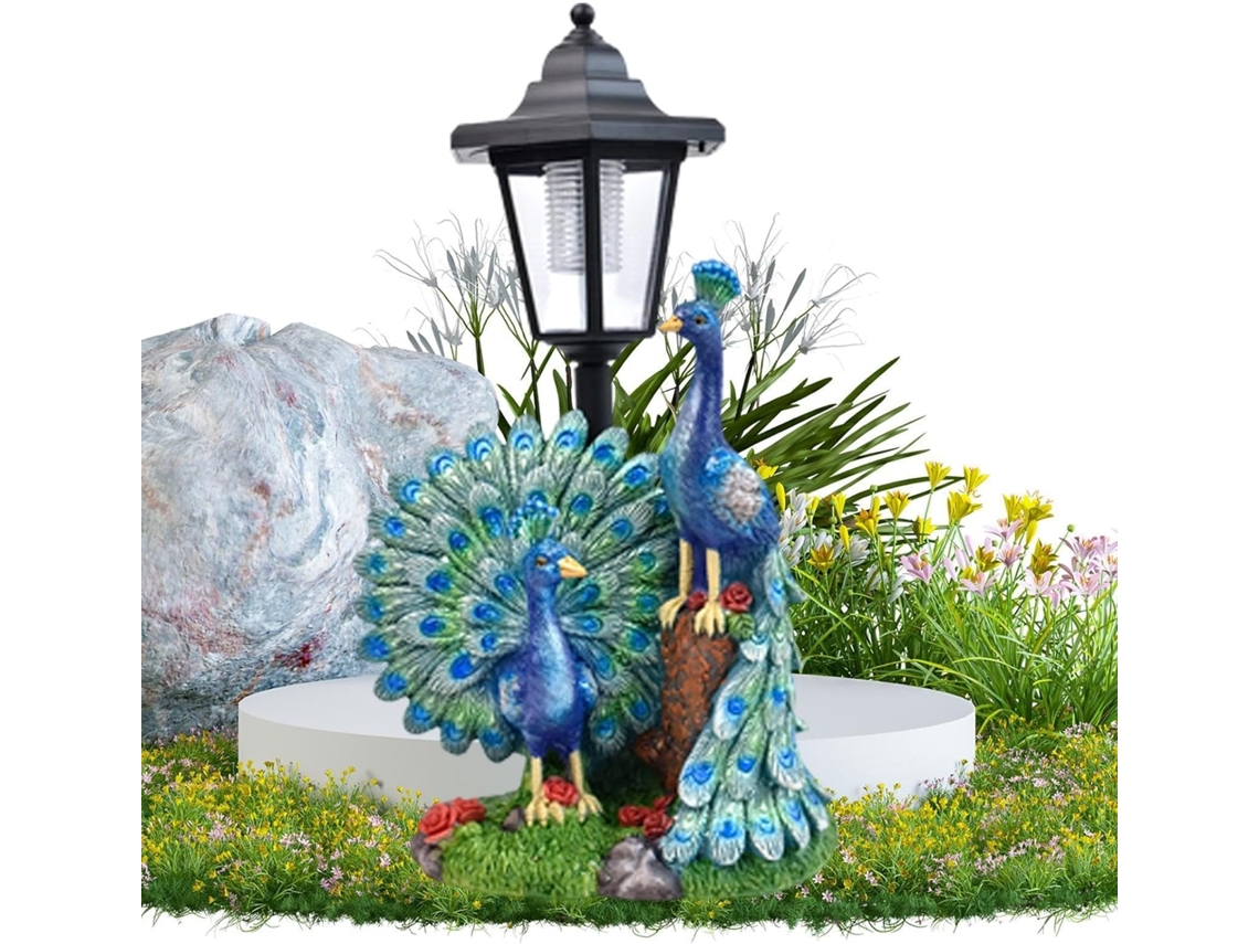 Estátua de Luz Solar Genérica Escultura em Resina, Luminária Noturna Decorativa, Iluminação Externa Impermeável para CHABERLU
