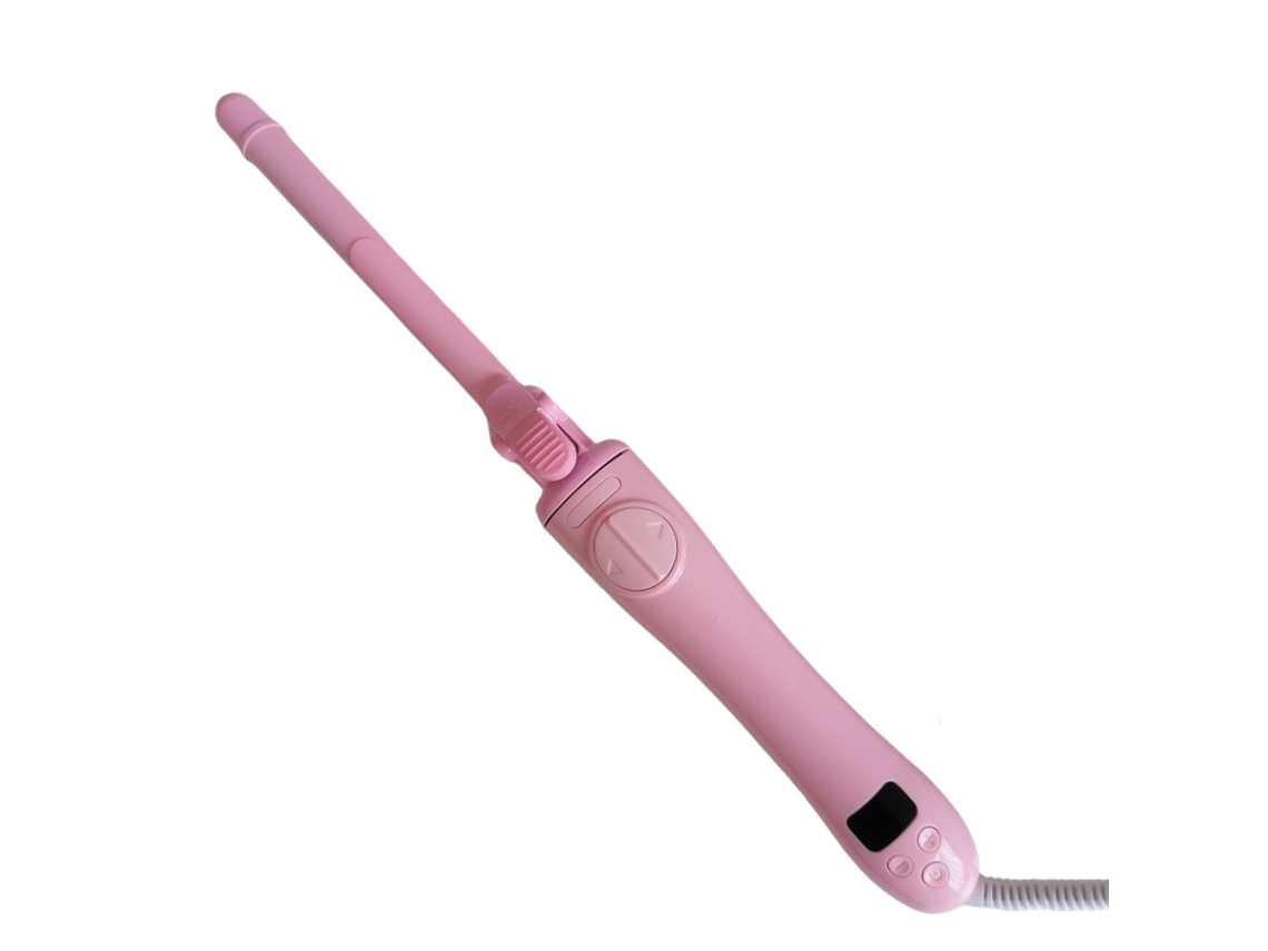Modelador Automático Cabelo 16mm Rosa, Display Digital, Seco/molhado, Rotativo, Mini Urso, Franja, Norma Europeia.