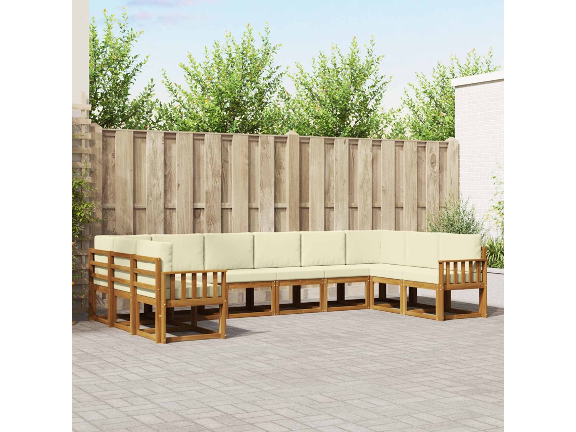 Vidaxl Conjunto De Sofás Para Exterior 10 Pcs Natural E Creme