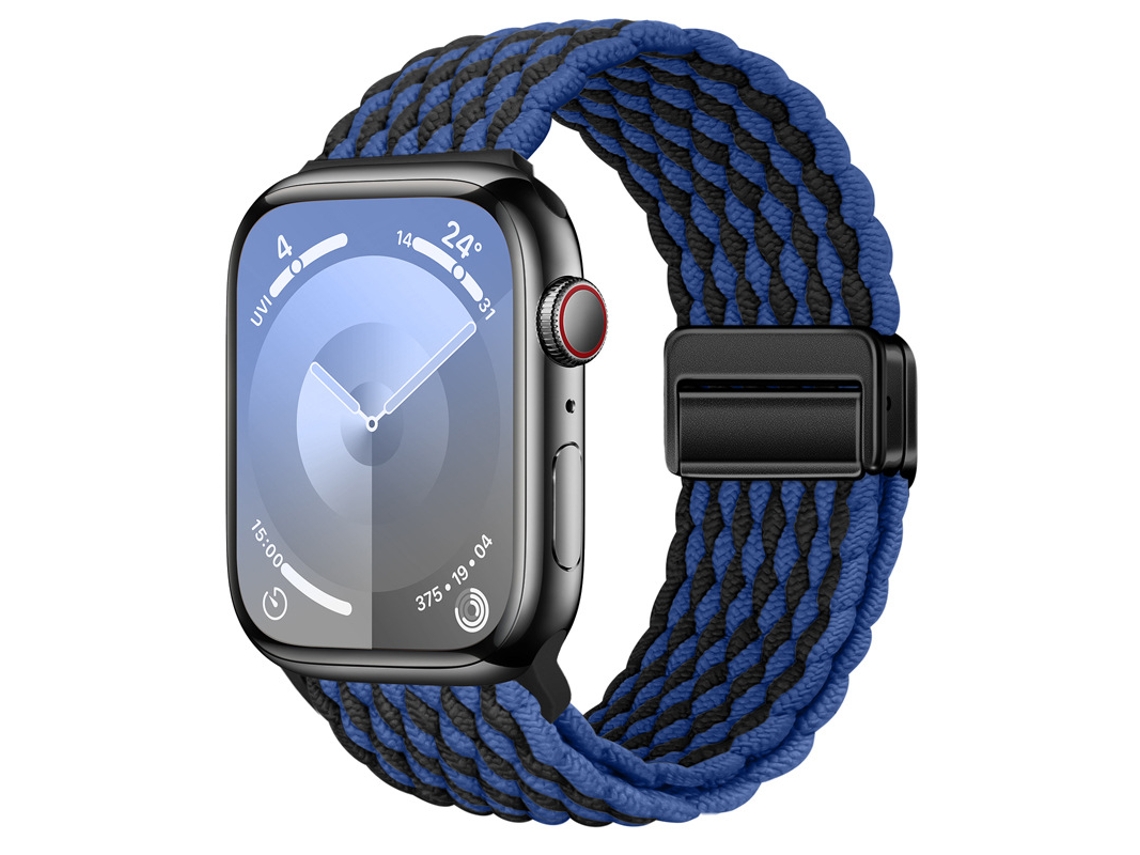 Bracelete Para Apple Watch 38/40/41/42mm Onda Preta Azul Cuich
