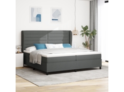 Cama Box Com Colchão Cinza Escuro 200x200 Cm Tecido