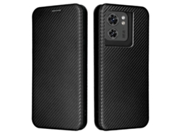 Capa De Couro Pu Com Textura De Fibra De Carbono E Proteção Contra Quedas Para Motorola Edge (2025) 5g, Preta