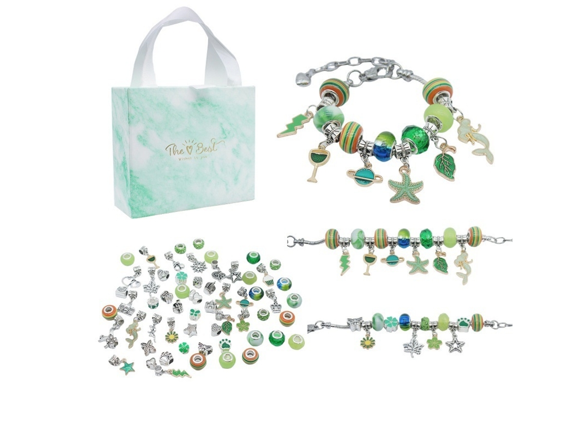 Kit Diy Para Criar Pulseiras Com Contas E Correntes, 63 Peças Elysve