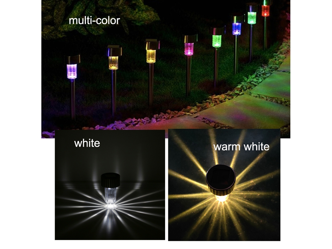 Luz Solar Led Jardim com Poste Inserível Aço Inoxidável Ip44 Branca