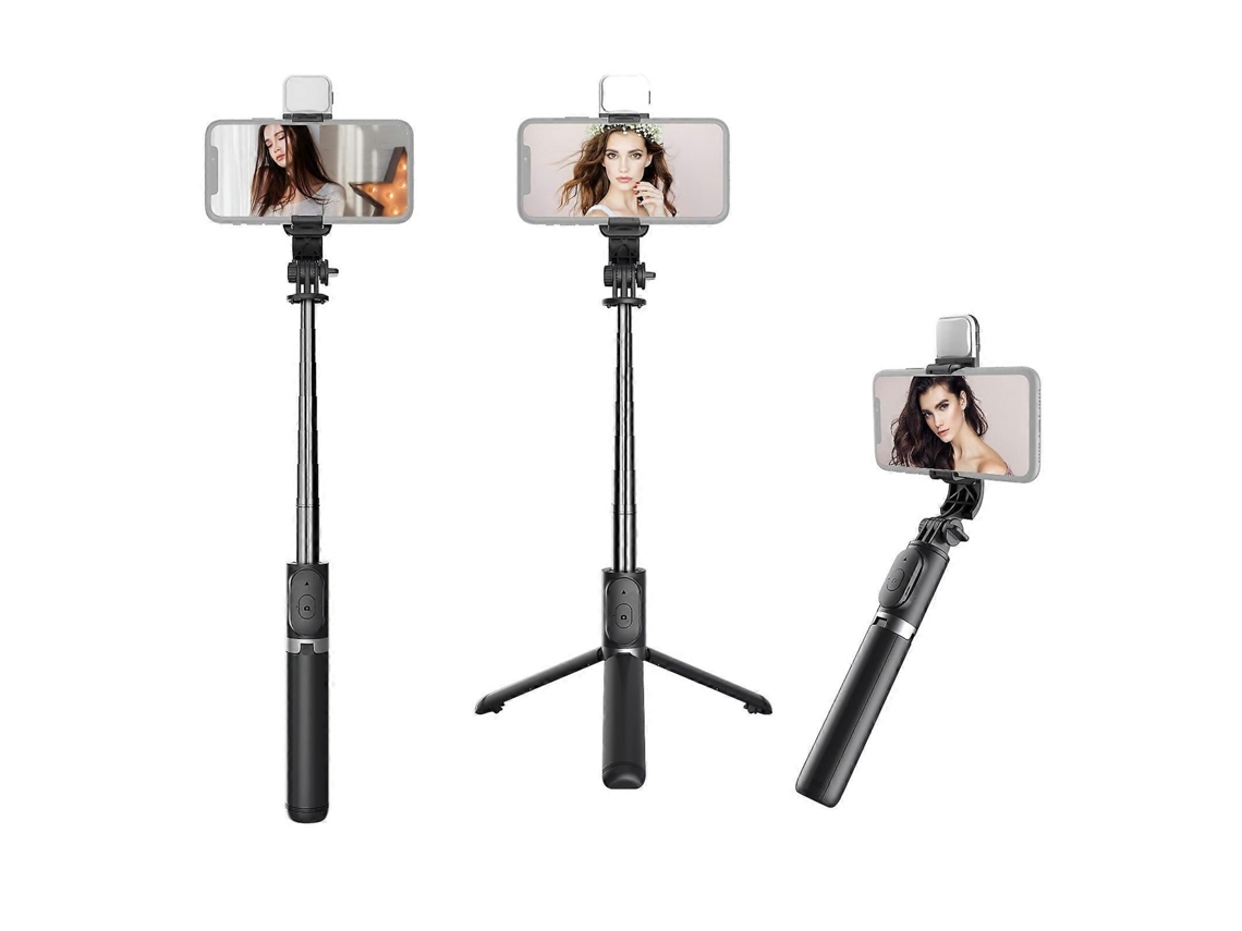Bastão De Selfie Bluetooth Com Tripé E Luz De Preenchimento