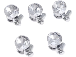 Conjunto De 5 Puxadores Cristal Com Diamante 12x 15mm Para Móveis, Armários, Gavetas De Cozinha E Portas Guarda Roupa