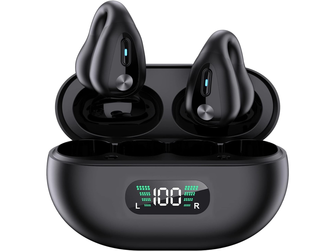 Auscultadores Bluetooth 48h JIAPEI, led, ganchos, microfone, azul