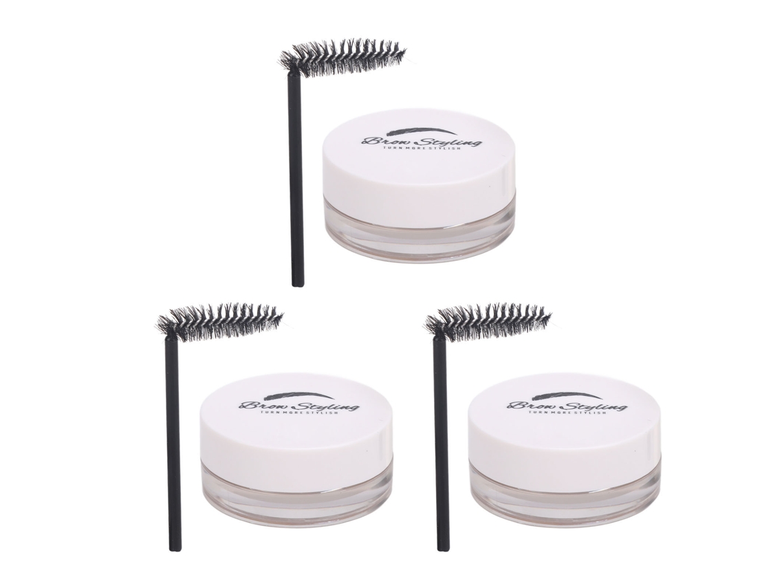 Kit com 3 sabonetes transparentes à prova d'água para sobrancelhas e pincéis para modelar sobrancelhas.