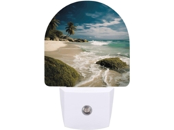 Luminária Led Quarto, Banheiro, Corredor, Night Use, Praia, Oceano, Com Estampa, De Tomada, Com Sensor
